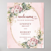 Elegant Eucalyptus Floral Rose Gold Welcome Weddin Poster (Vorne)
