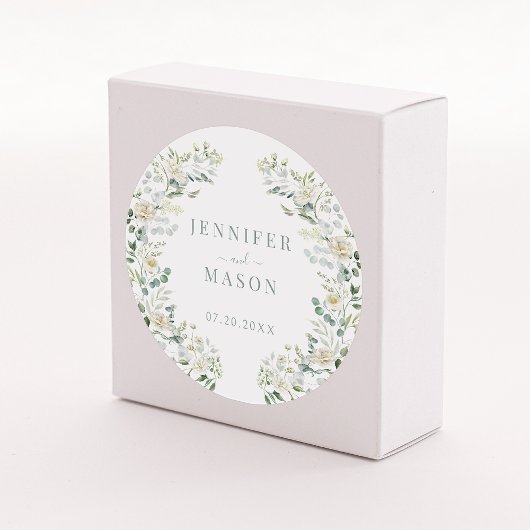 Elegant Eucalyptus Floral Wedding Bride Groom Runder Aufkleber