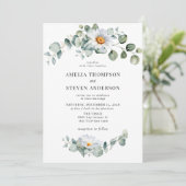 Elegant Eucalyptus Floral wedding Einladung (Stehend Vorderseite)