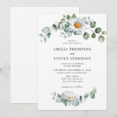 Elegant Eucalyptus Floral wedding Einladung (Vorne/Hinten)