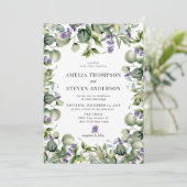 Elegant Eucalyptus Floral wedding Einladung (Stehend Vorderseite)