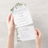 Elegant Eucalyptus Foliage Gold Green Wedding All In One Einladung (Abreißen)