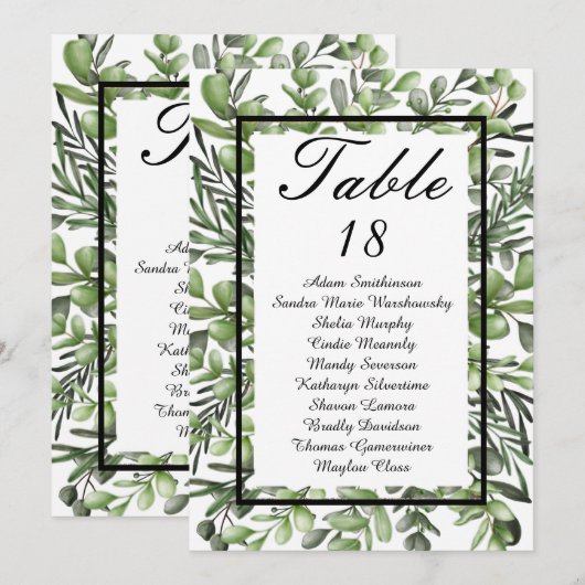 Elegant Eucalyptus Foliage Grüne Tischnummer (Vorne/Hinten)