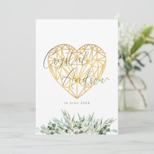 Elegant Eucalyptus Foliage Heart Formal Wedding Einladung (Stehend Vorderseite)