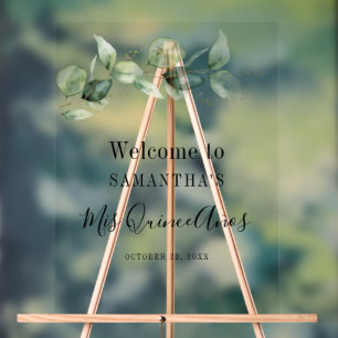 Elegant Eucalyptus Foliage Mis Quince Anos Acrylschild