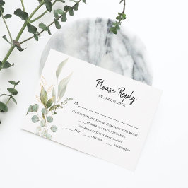 Elegant Eucalyptus Foliage Wedding RSVP Karte