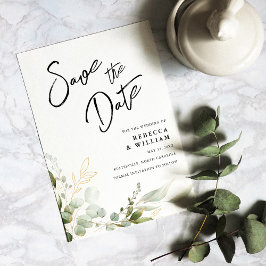 Elegant Eucalyptus Foliage Wedding Save The Date