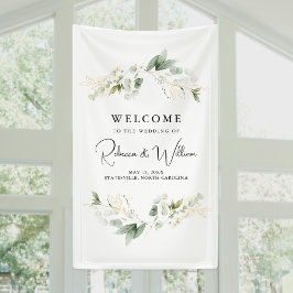 Elegant Eucalyptus Foliage Wedding Welcome Banner