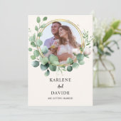 Elegant Eucalyptus Foto Gift Einladung (Stehend Vorderseite)