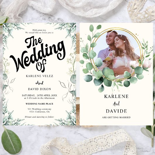 Elegant Eucalyptus Foto Gift Einladung