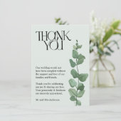 Elegant Eucalyptus Foto Wedding Vielen Dank Dankeskarte (Stehend Vorderseite)