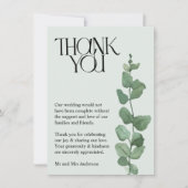 Elegant Eucalyptus Foto Wedding Vielen Dank Dankeskarte (Vorderseite)