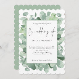 Elegant Eucalyptus Frame Script Wedding Einladung