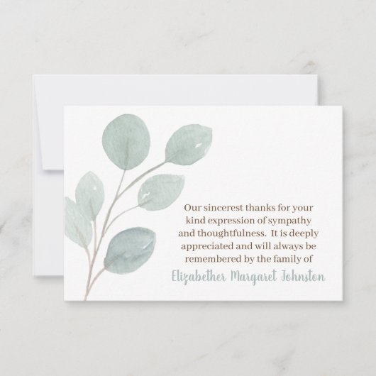 Elegant Eucalyptus Funeral Danke Bereavement (Vorderseite)