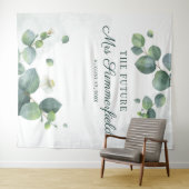 Elegant Eucalyptus Future Mrs. Foto Booth Hintergr Wandteppich (Beispiel (Horizontal))