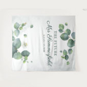 Elegant Eucalyptus Future Mrs. Foto Booth Hintergr Wandteppich (Vorderseite (Horizontal))