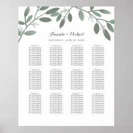 Elegant Eucalyptus Garden Wedding Seating Chart Poster
