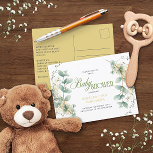 Elegant Eucalyptus Gender Neutral Baby Shower Postkarte