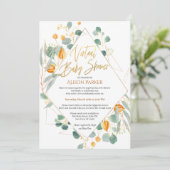 Elegant Eucalyptus Geometric Virtual Baby Shower Einladung (Stehend Vorderseite)