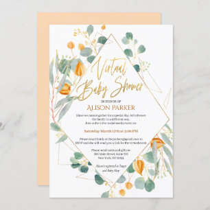 Elegant Eucalyptus Geometric Virtual Baby Shower Einladung