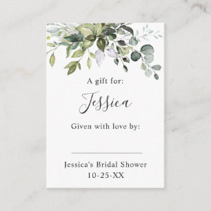 Elegant Eucalyptus Gift Bridal DISPLAY SHOWER Begleitkarte