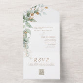 Elegant Eucalyptus Glam QR Code Wedding All In One Einladung (Innen Boden)