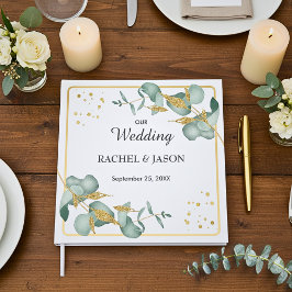 Elegant Eucalyptus Gold Glitter Greenery Wedding Gästebuch