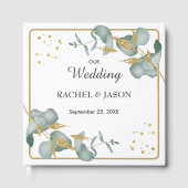 Elegant Eucalyptus Gold Glitter Greenery Wedding Gästebuch (Vorderseite)