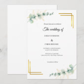 Elegant Eucalyptus Gold Wedding Einladung (Vorne/Hinten)