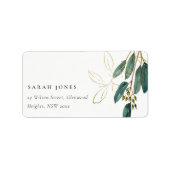 ELEGANT EUCALYPTUS GREEN GOLD FOLIAGE ADRESSE LABE ADRESSAUFKLEBER (Vorne)