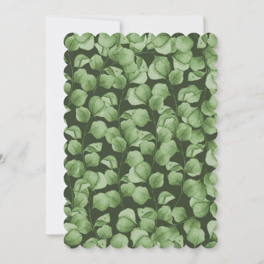 Elegant Eucalyptus Green Leaves Wedding Invitation Einladung (Rückseite)