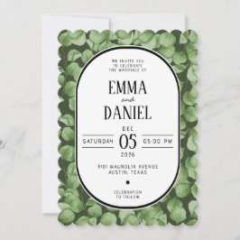 Elegant Eucalyptus Green Leaves Wedding Invitation Einladung