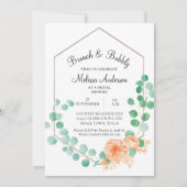 Elegant Eucalyptus Green Peach Bridal Brunch (Vorderseite)