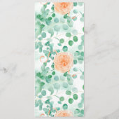 Elegant Eucalyptus Green Peach Floral Chair Sign Menükarte (Rückseite)