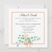 Elegant Eucalyptus Green Peach Floral Just Married (Rückseite)