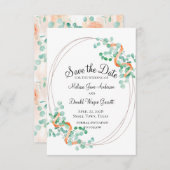 Elegant Eucalyptus Green Peach Floral Save The Date (Vorne/Hinten)