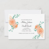 Elegant Eucalyptus Green Peach Floral Save The Date (Rückseite)