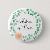 Elegant Eucalyptus Green Peach Matron of Honour Button (Vorderseite)