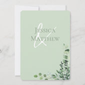 Elegant Eucalyptus Green White Wedding Flat Save The Date (Rückseite)