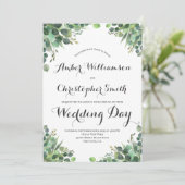 Elegant Eucalyptus Greenerage Foliage Blätter Wedd Einladung (Stehend Vorderseite)