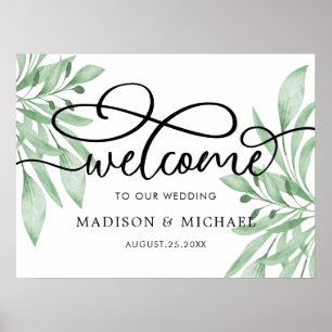 Elegant Eucalyptus Greenerenerity Wedding Welcome  Poster