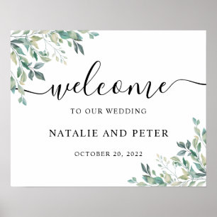 Elegant Eucalyptus Greenerenerity Wedding Welcome Poster