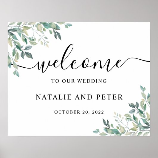 Elegant Eucalyptus Greenerenerity Wedding Welcome  Poster (Vorne)