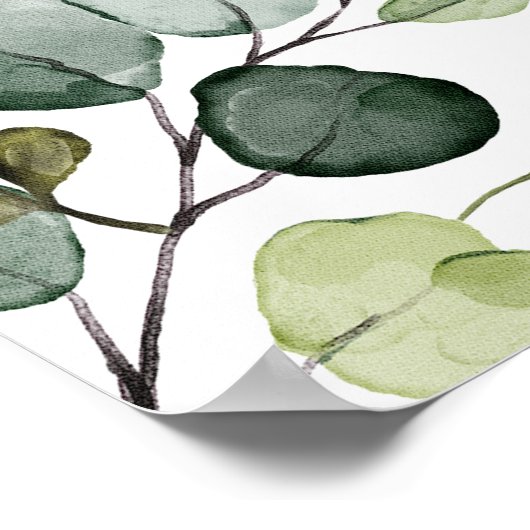 Elegant Eucalyptus Greenerenerity Wedding Welcome Poster (Ecke)
