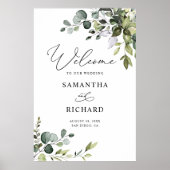 Elegant Eucalyptus Greenerenerity Wedding Welcome Poster (Vorne)