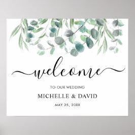 Elegant Eucalyptus Greenerenerity Wedding Welcome  Poster