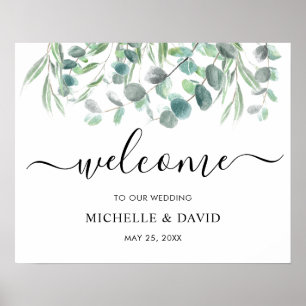 Elegant Eucalyptus Greenerenerity Wedding Welcome  Poster