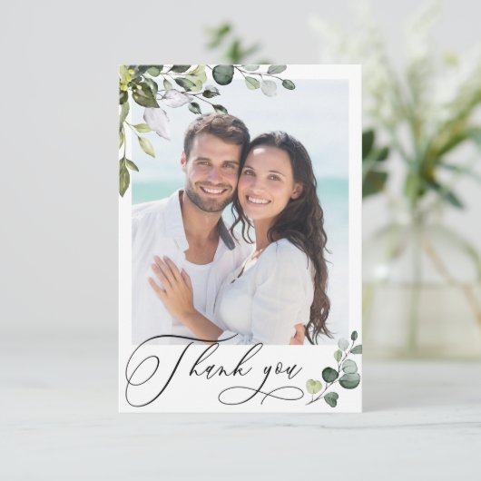 Elegant Eucalyptus Greenerenery FOTO Danke Karte (Stehend Vorderseite)