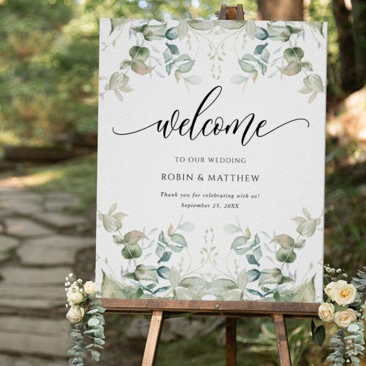 Elegant Eucalyptus Greenerity Begrüßungszeichen Poster