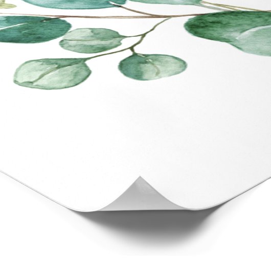 Elegant Eucalyptus Greenerity Begrüßungszeichen Poster (Ecke)